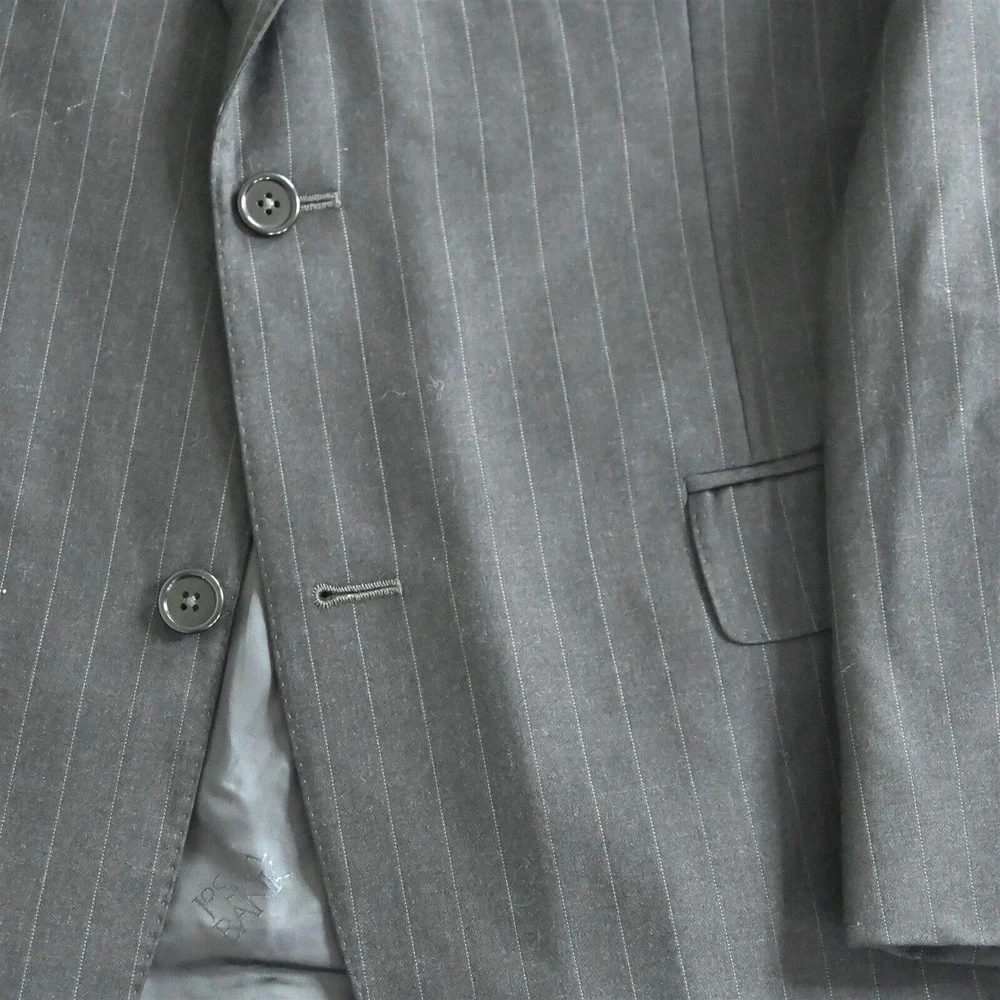 Jos A Bank 41L 42L 32x30 Gray Stripe Signature Gold Wool‎ Mens Jacket Pants Suit